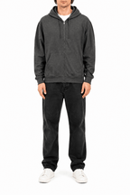Charcoal Gray Solid Zip Hoodie - Label Shopper