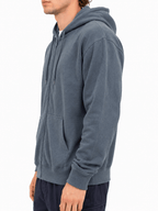 Charcoal Gray Solid Zip Hoodie - Label Shopper