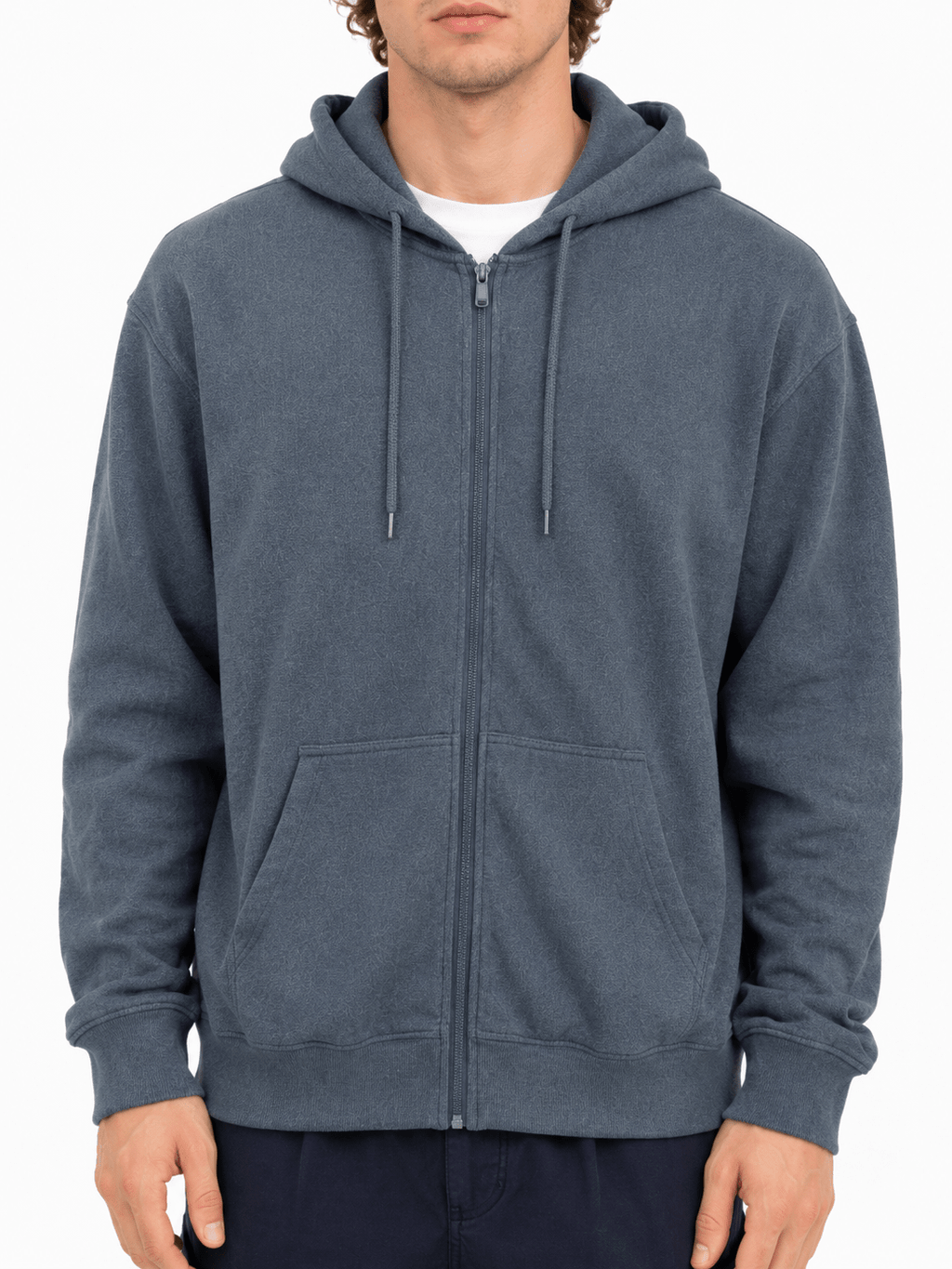 Charcoal Gray Solid Zip Hoodie - Label Shopper