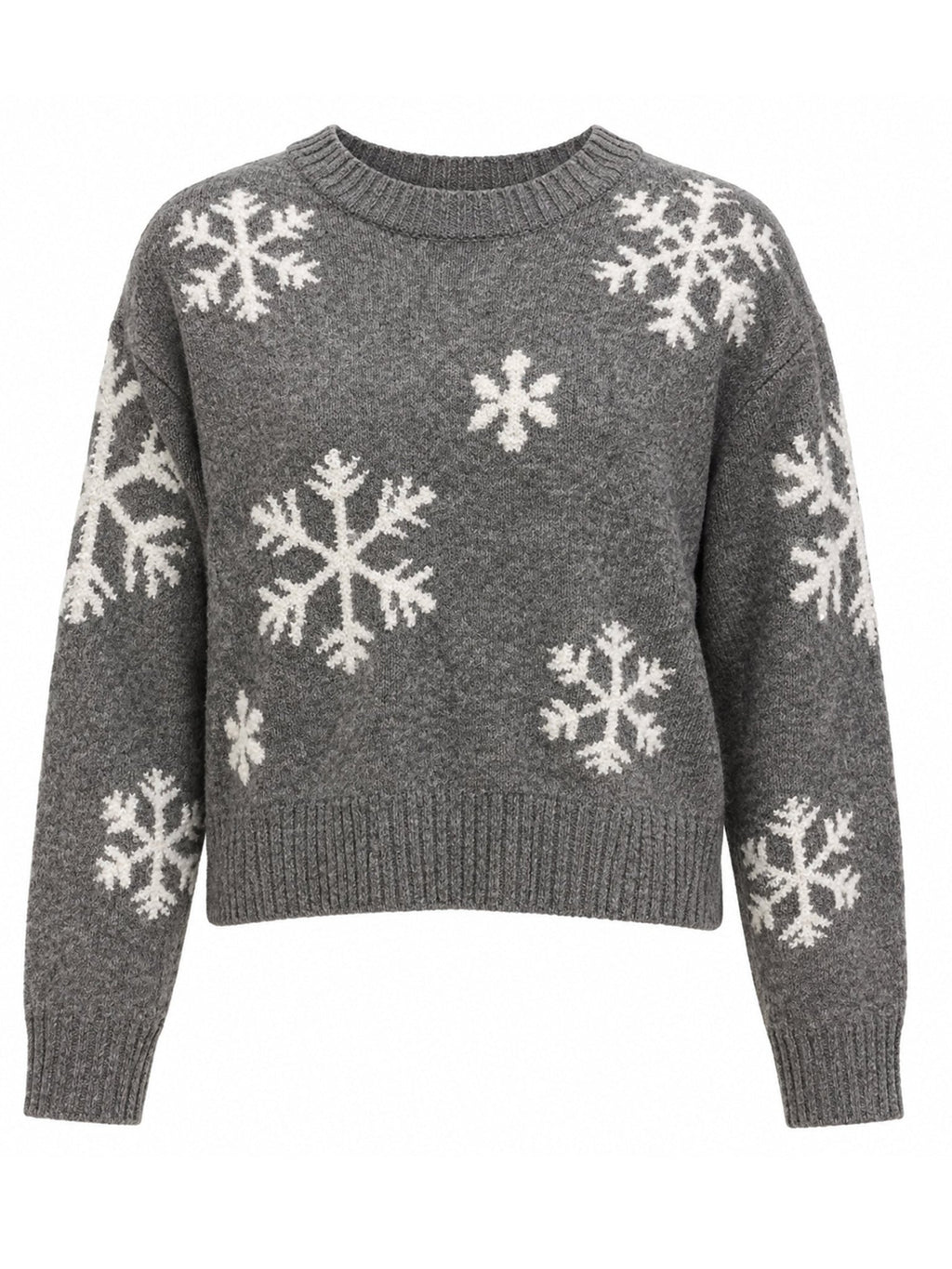Girls Gray Snowflake Sweater - Label Shopper
