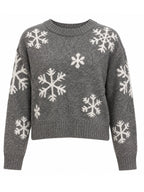 Girls Gray Snowflake Sweater - Label Shopper