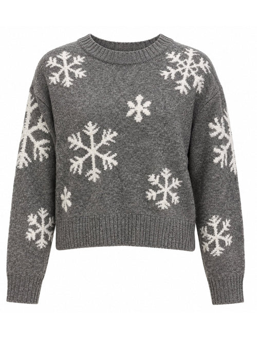 Girls Gray Snowflake Sweater - Label Shopper