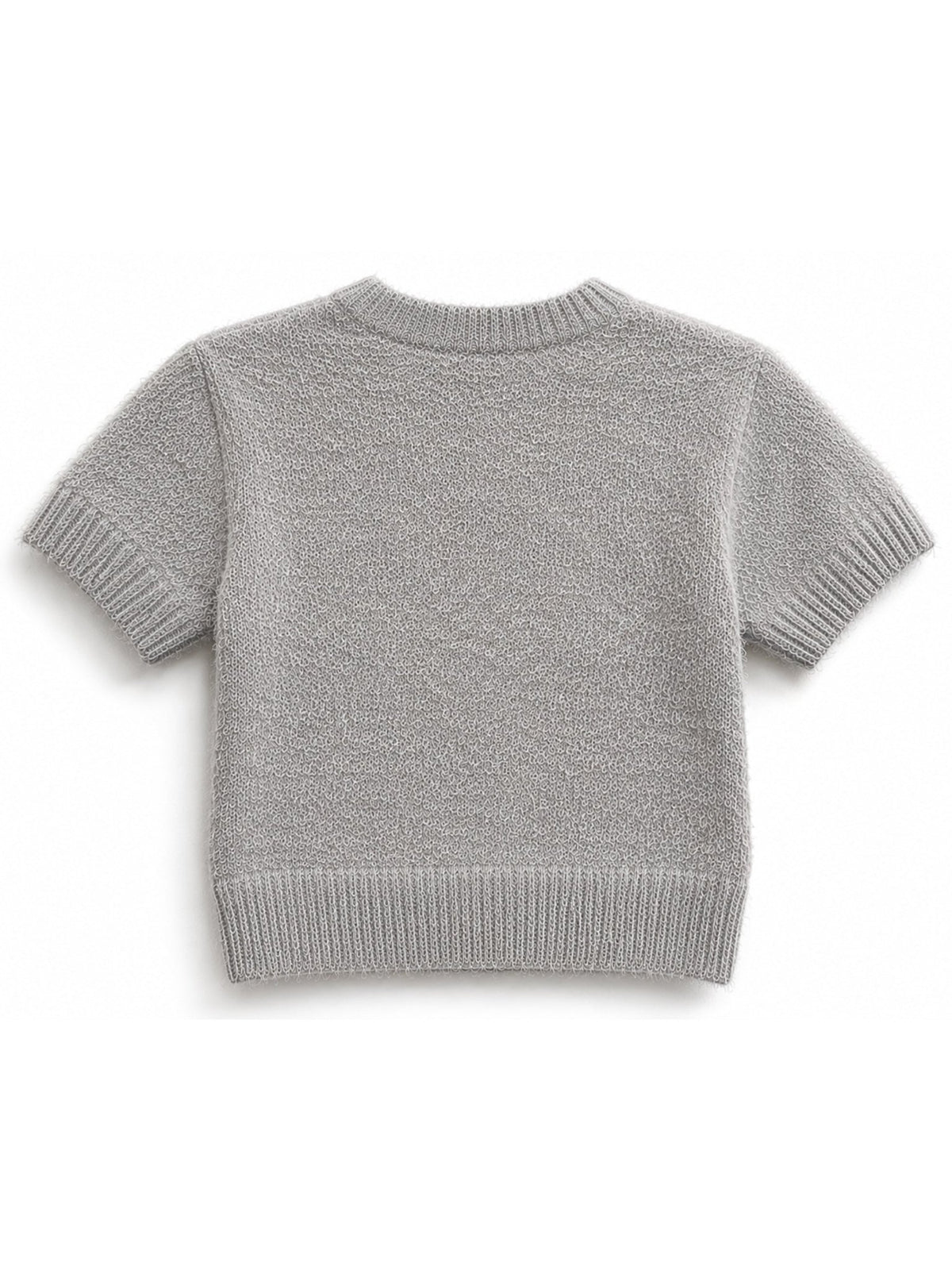 Girls Gray Star Short Sleeve Sweater - Label Shopper