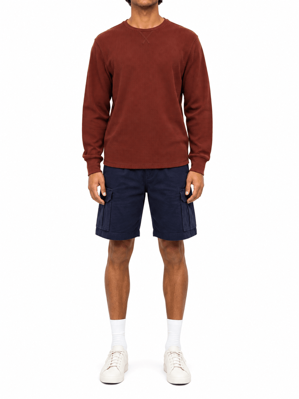 Green Waffle Knit Crew Neck Long Sleeve - Label Shopper