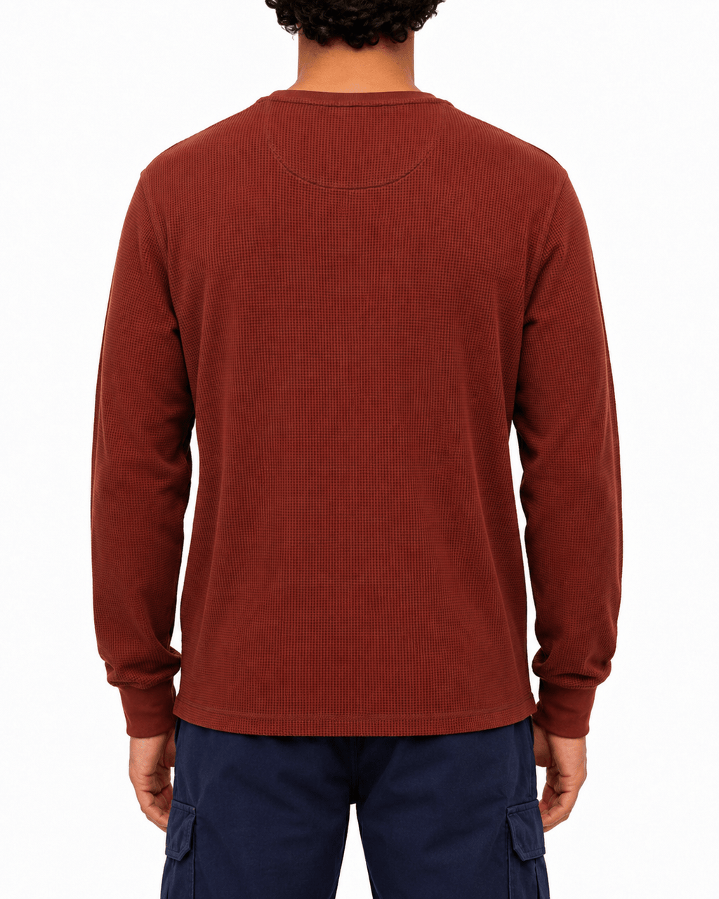 Green Waffle Knit Crew Neck Long Sleeve - Label Shopper