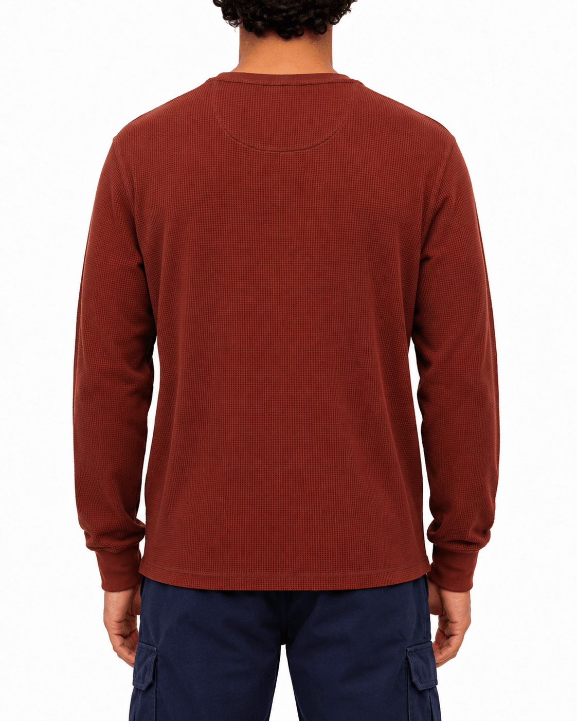 Green Waffle Knit Crew Neck Long Sleeve - Label Shopper