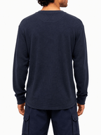 Green Waffle Knit Crew Neck Long Sleeve - Label Shopper