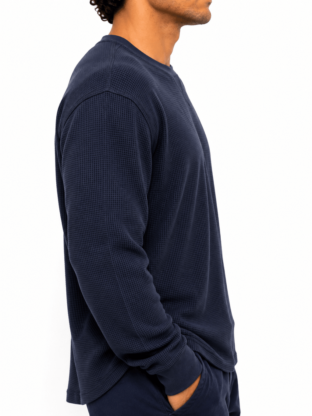 Green Waffle Knit Crew Neck Long Sleeve - Label Shopper