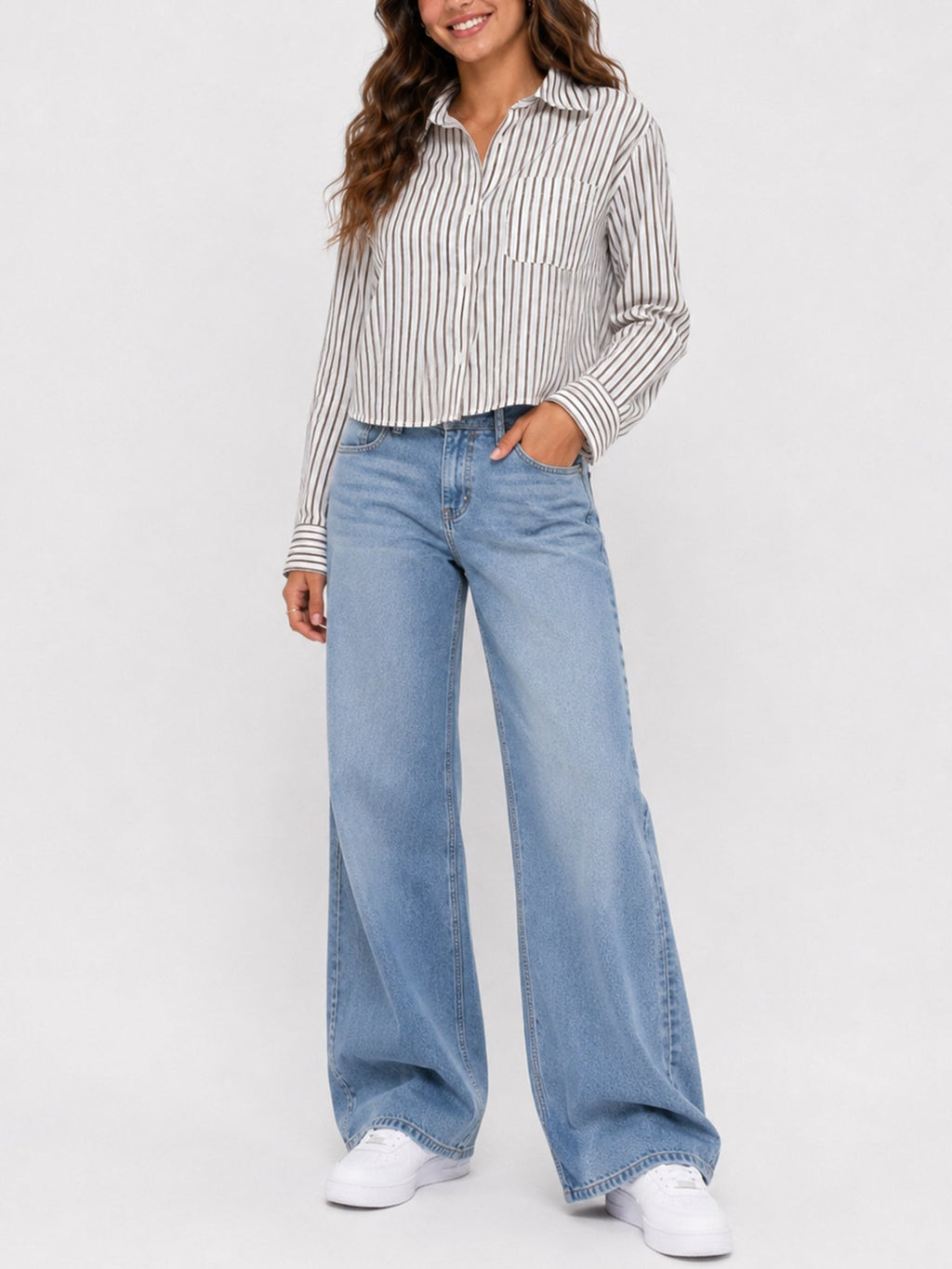 Juniors’ Classic Striped Button-Front Shirt - Label Shopper