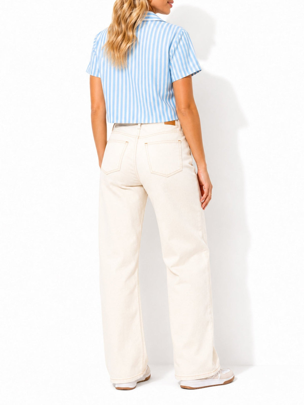 Juniors’ Cropped Stripe Button-Front Shirt - Label Shopper