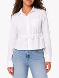 Juniors’ Drawstring Waist Button-Front Blouse - Label Shopper