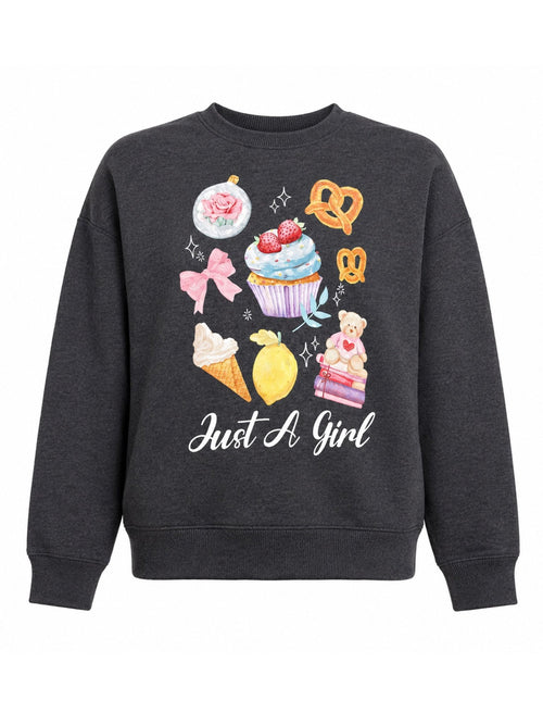 Just A Girl Graphic Cropped Pullover Sweatshirt - Label Shopper
