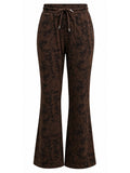 Minimal Leaf Tree Camo Fleece Wide Leg Pant - Label Shopper