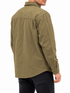 Olive Green Solid Snap Shirt Jacket - Label Shopper