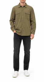 Olive Green Solid Snap Shirt Jacket - Label Shopper