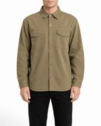 Olive Green Solid Snap Shirt Jacket - Label Shopper