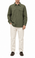 Olive Green Solid Snap Shirt Jacket - Label Shopper