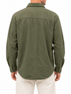 Olive Green Solid Snap Shirt Jacket - Label Shopper
