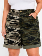 Plus Size Women's Camo Bermuda Shorts - Label Shopper