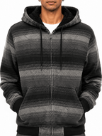 Space Blue Plaid Bomber Jacket With Hood - Label Shopper