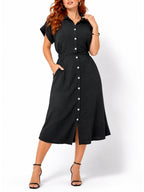 Women's Button-Front Collared Midi Dress - Label Shopper
