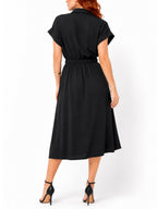 Women's Button-Front Collared Midi Dress - Label Shopper