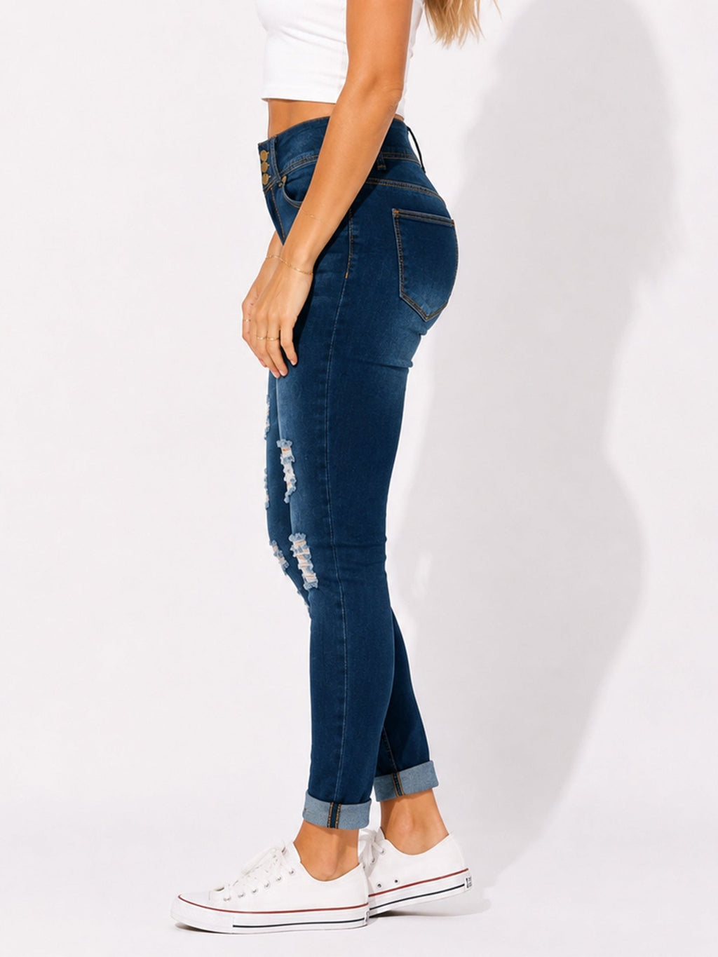 Women's High-Rise Distressed Skinny Jeans - Label Shopper