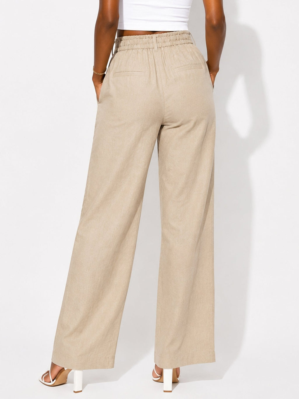 Women's Linen-Blend Wide-Leg Pants - Label Shopper