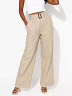 Women's Linen-Blend Wide-Leg Pants - Label Shopper
