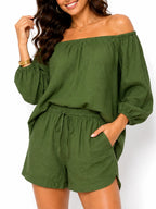 Women's Off-Shoulder Matching Set - Label Shopper