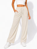 Women's Ribbed Wide-Leg Drawstring Pants - Label Shopper