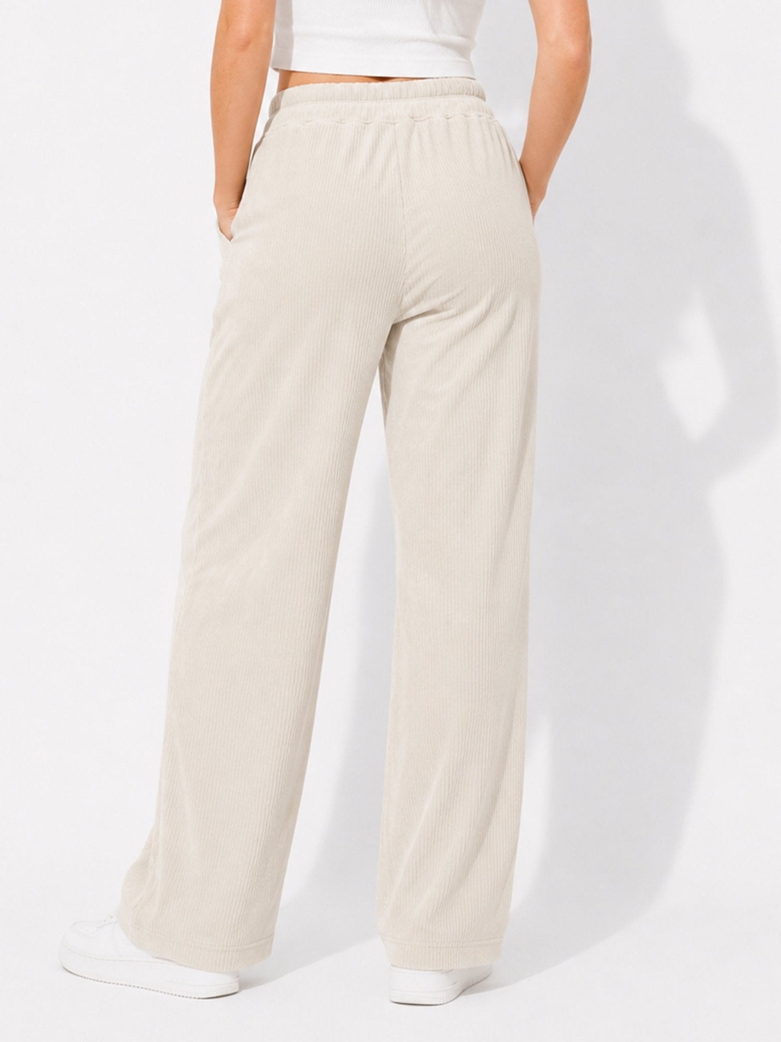 Women's Ribbed Wide-Leg Pants - Label Shopper