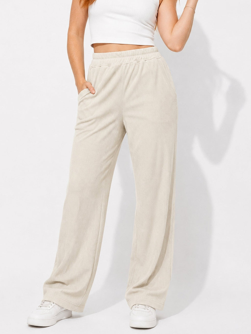 Women's Ribbed Wide-Leg Pants - Label Shopper