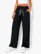 Women's Satin-Tie Wide-Leg Pants - Label Shopper