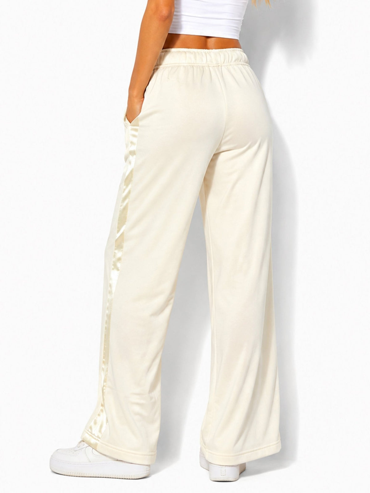 Women's Satin-Trim Wide-Leg Pants - Label Shopper