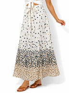 Women's Tie-Waist Printed Maxi Skirt - Label Shopper