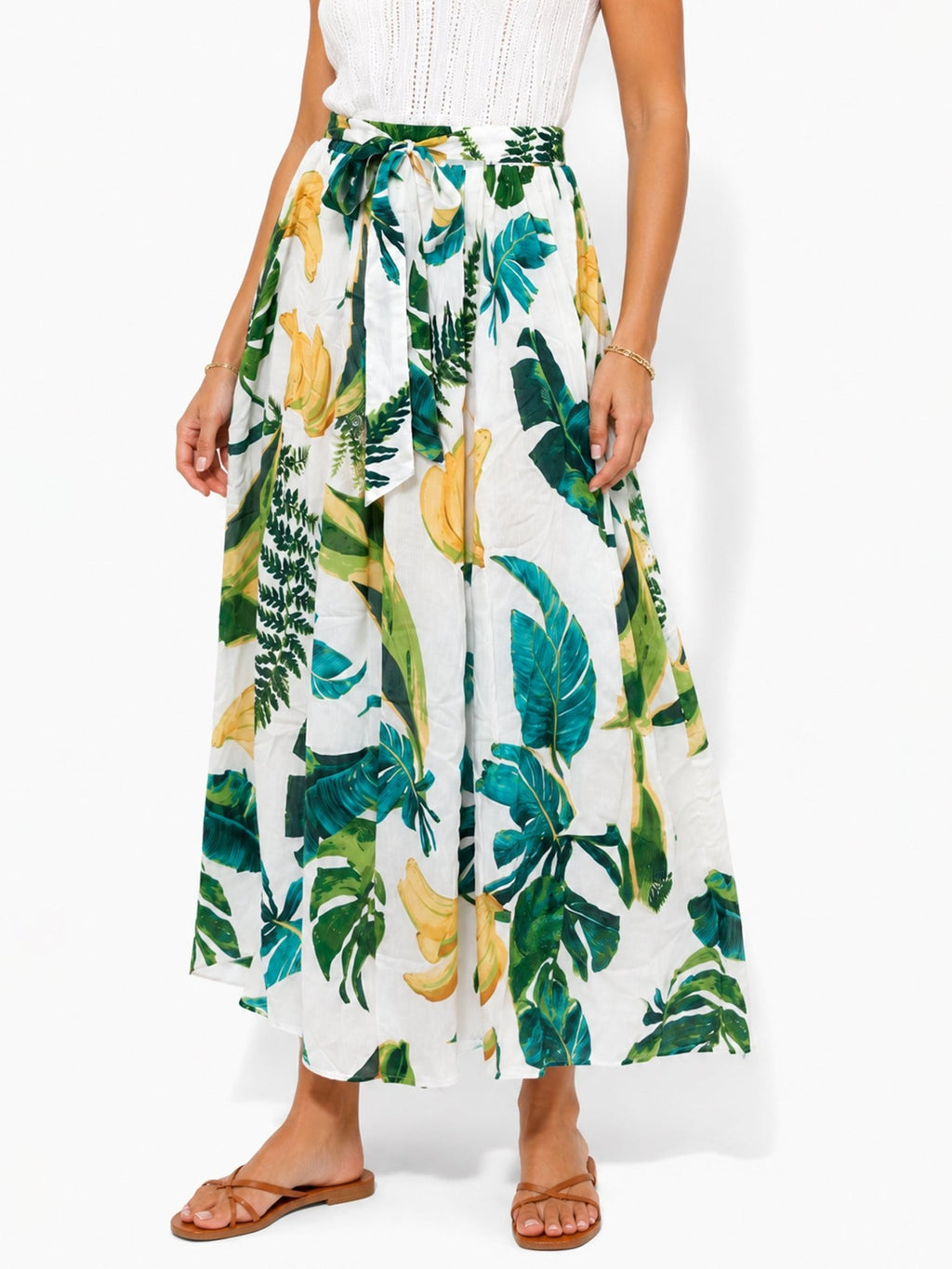 Women's Tie-Waist Printed Maxi Skirt - Label Shopper