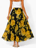 Women's Tie-Waist Printed Maxi Skirt - Label Shopper