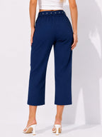 Women's Wide-Leg Belted Cropped Pants - Label Shopper