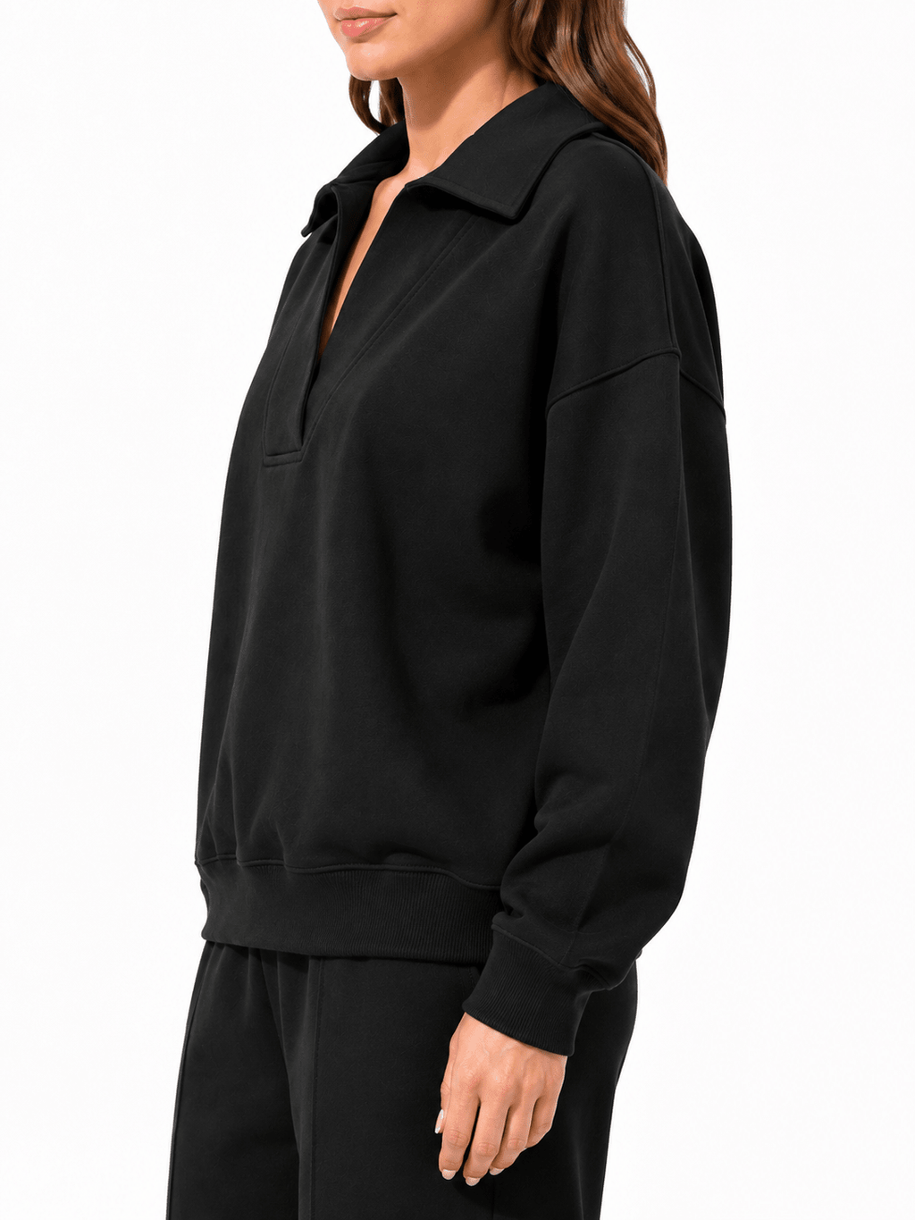 Zenana Johnny Collar Sweatshirt - Label Shopper