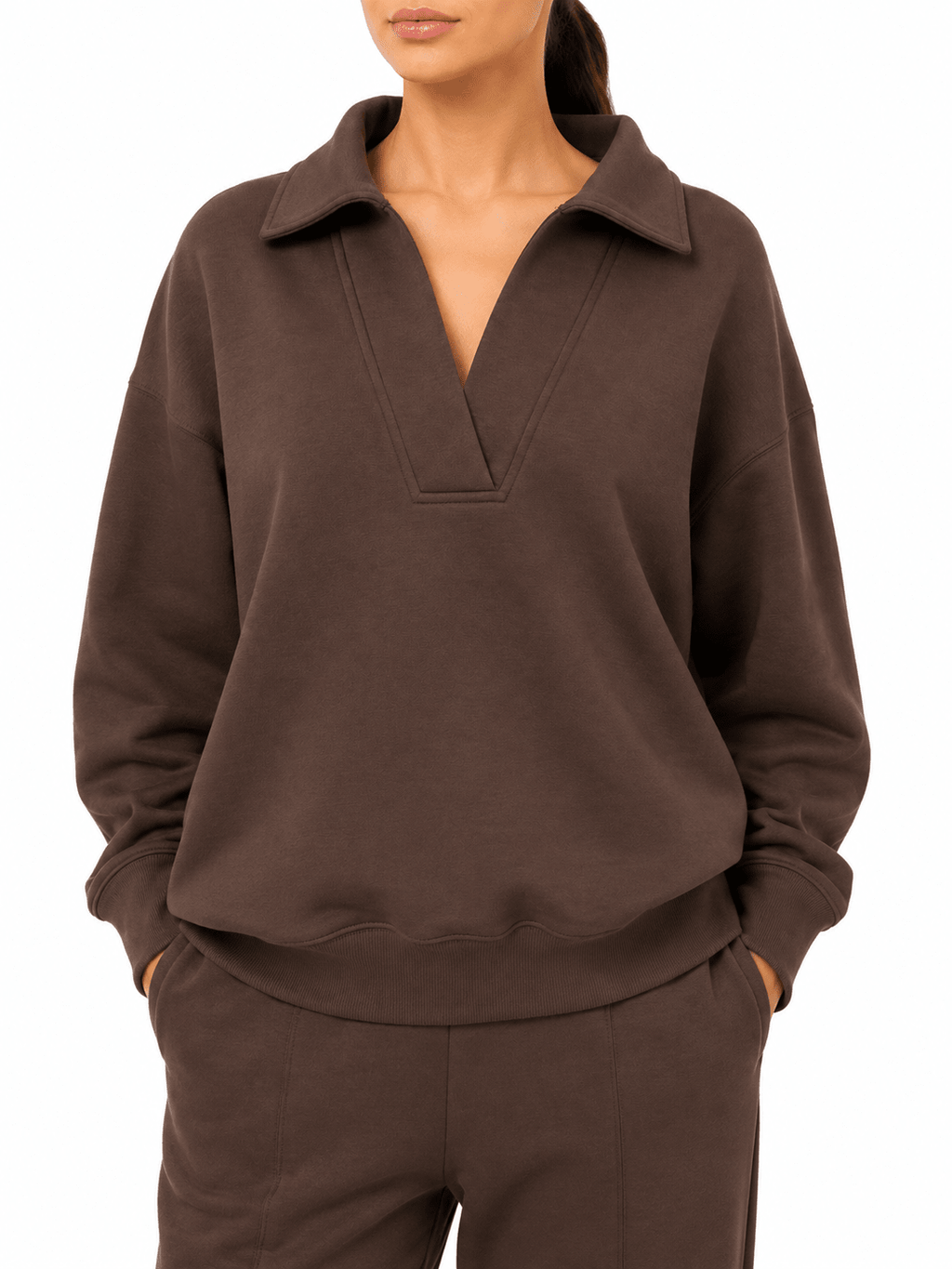 Zenana Johnny Collar Sweatshirt - Label Shopper