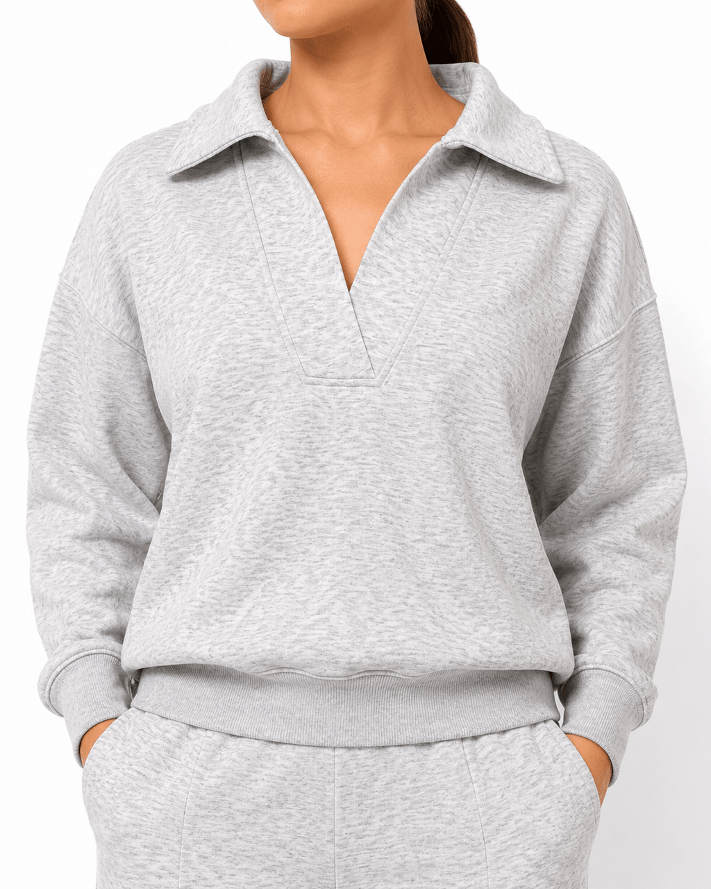 Zenana Johnny Collar Sweatshirt - Label Shopper