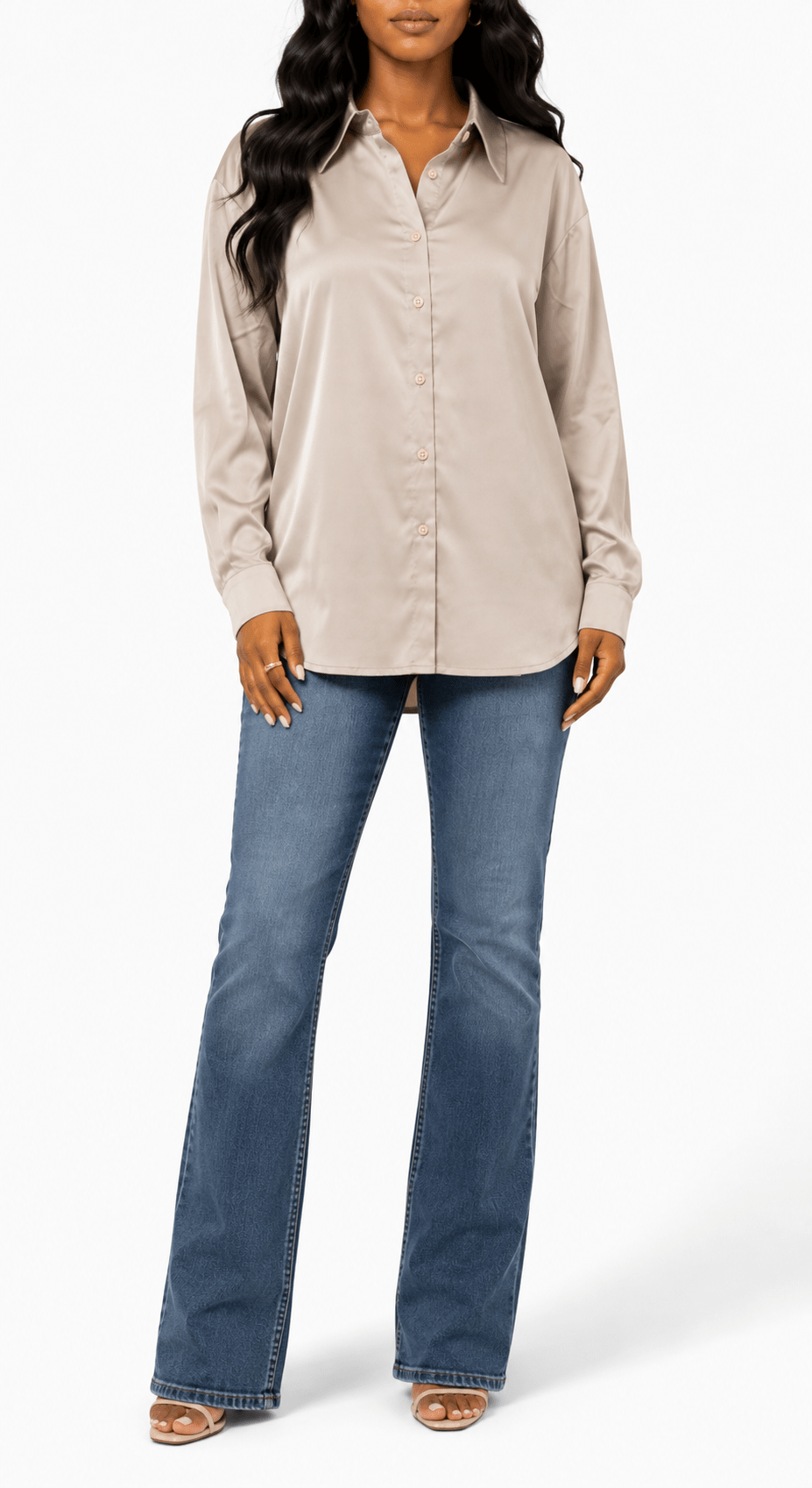 Zenana Sateen Button Down Shirt - Label Shopper