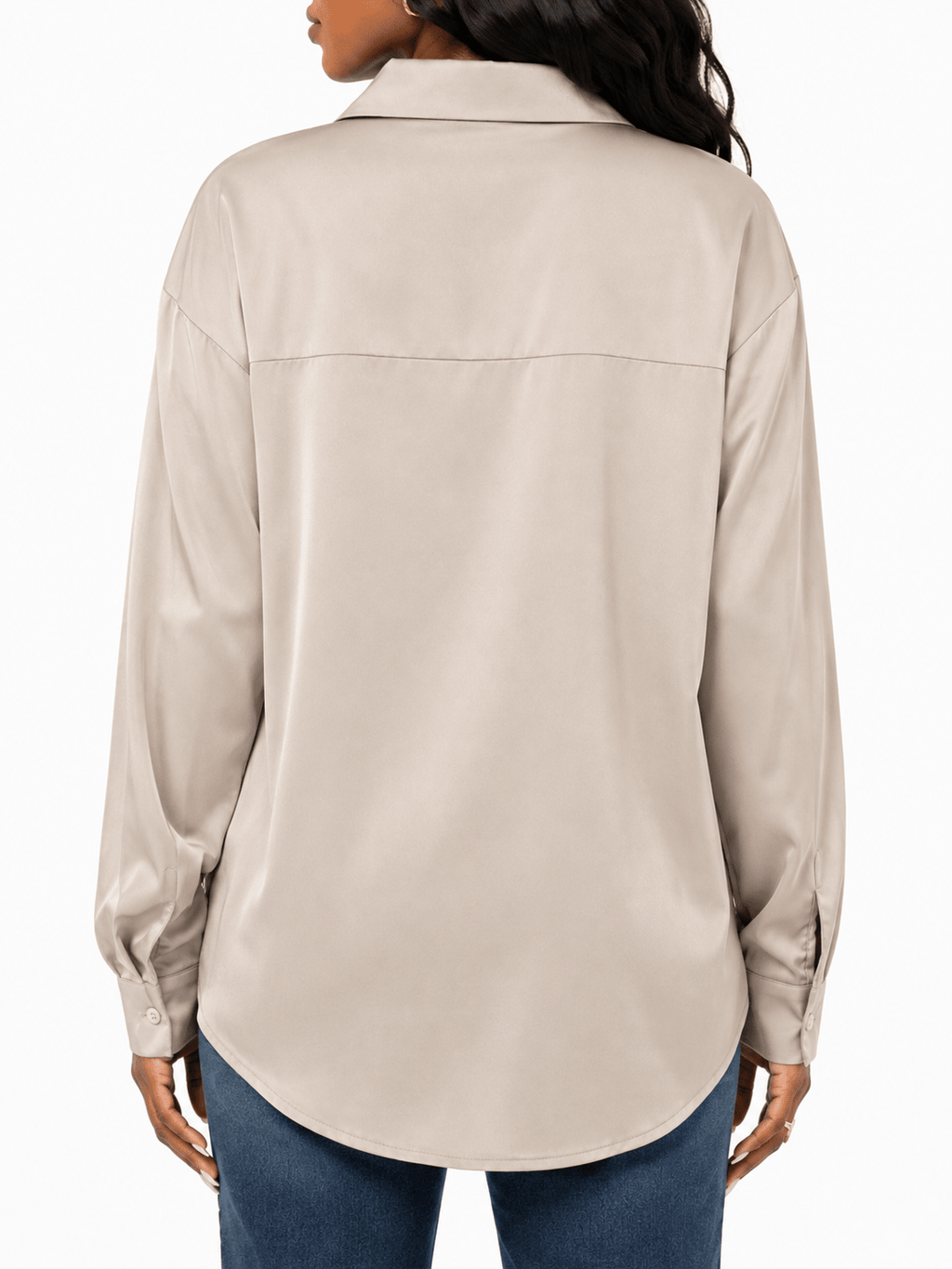 Zenana Sateen Button Down Shirt - Label Shopper